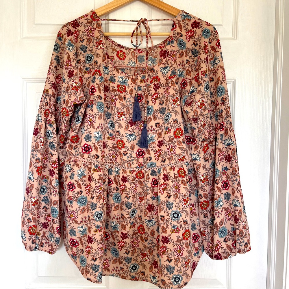 SOLD- Knox Rose Floral Long Sleeve  Floral Blouse Sz M NWOT - Picture 4 of 7